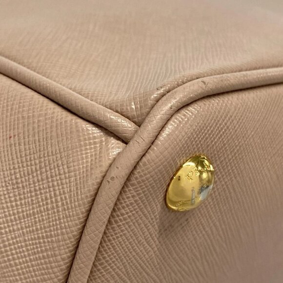 Auth PRADA Galleria Small Bag Pink Beige Saffiano Leather Tote Bag - Picture 8 of 14